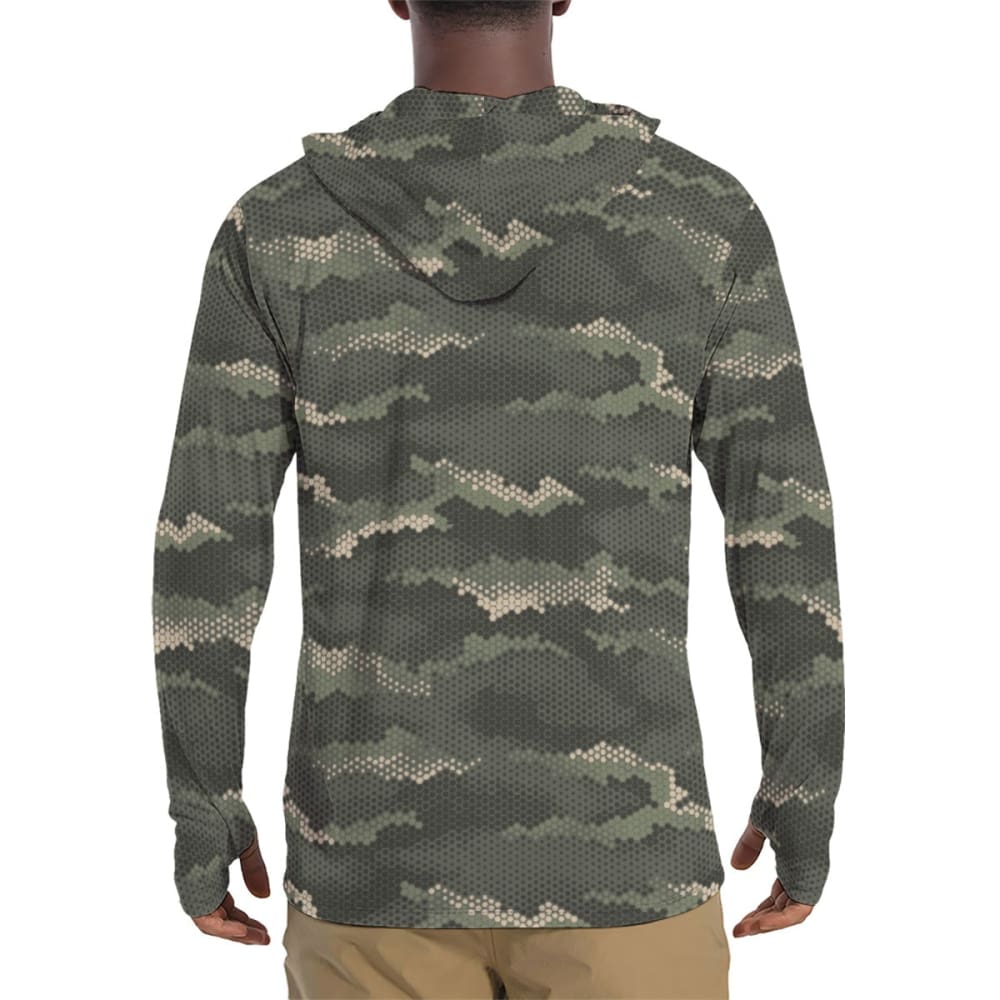 Anaconda Hexagon CAMO Men’s Sunscreen Sports Hoodie With Thumb Holes - Mens