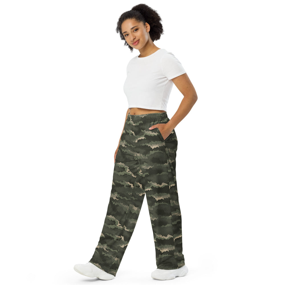 Anaconda Hexagon CAMO unisex wide-leg pants - Unisex Wide-Leg Pants