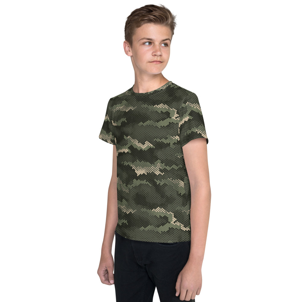 Anaconda Hexagon CAMO Youth crew neck t-shirt - Crew Neck T-shirt