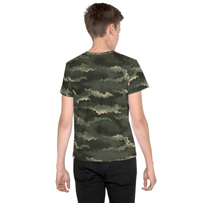 Anaconda Hexagon CAMO Youth crew neck t-shirt - Crew Neck T-shirt