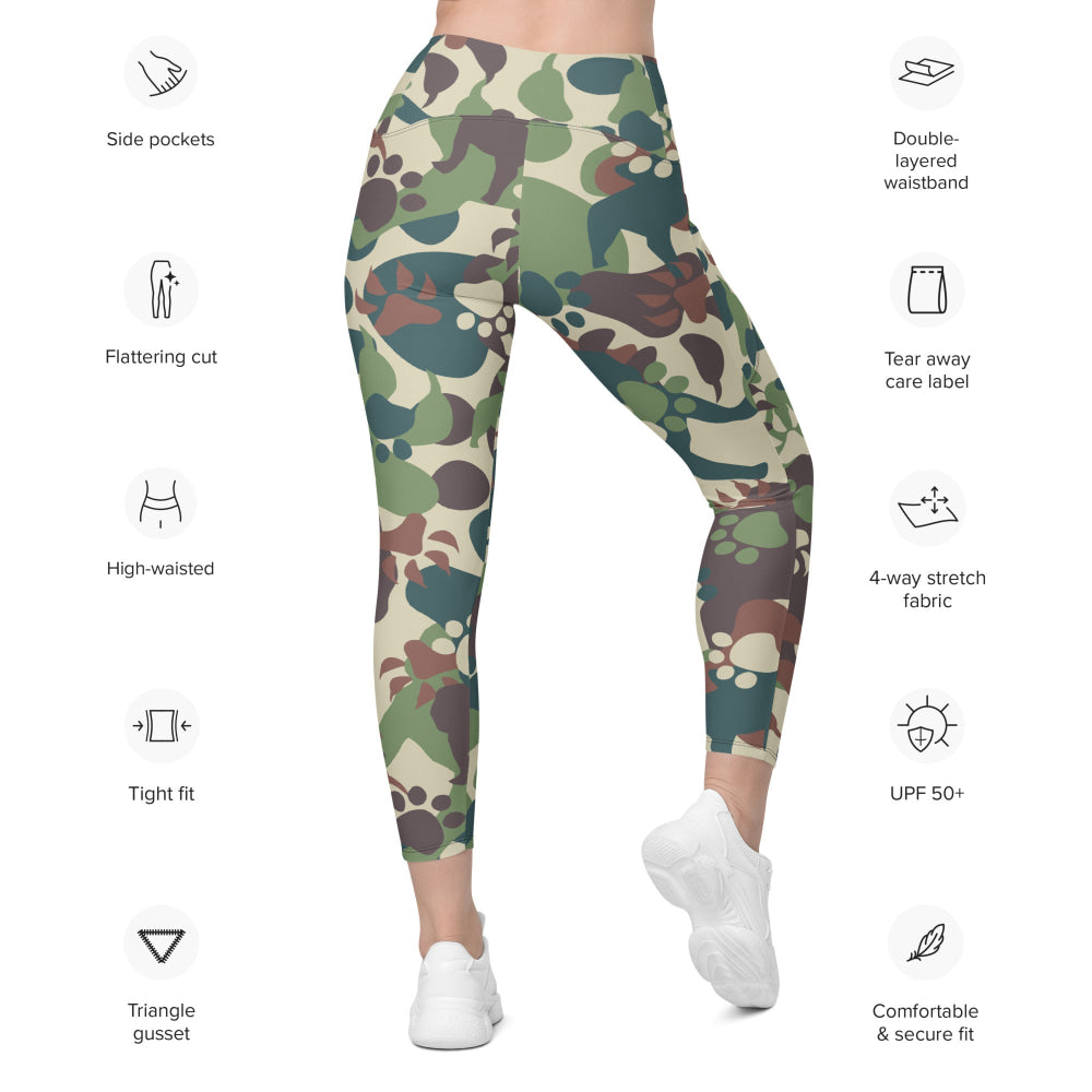 Animal Paw CAMO Leggings with pockets - Womens With Pockets