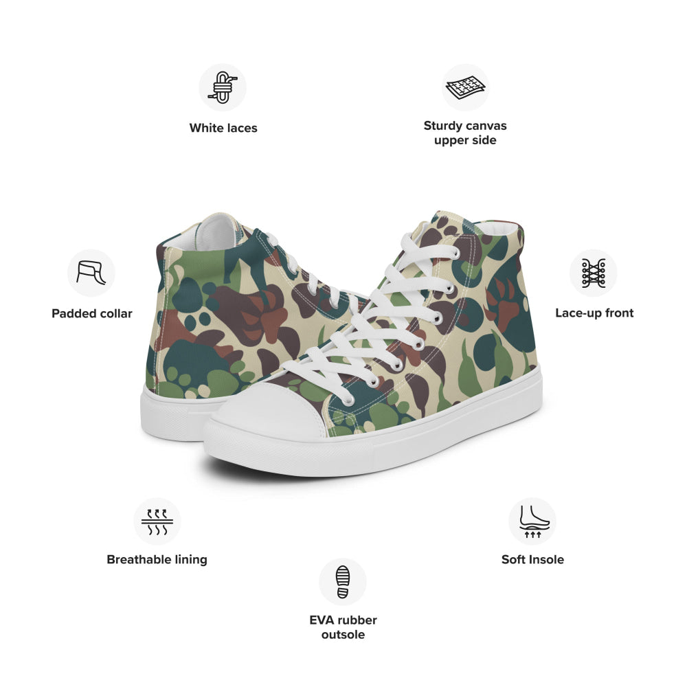 Animal Paw CAMO Men’s high top canvas shoes - Mens High Top Canvas Shoes