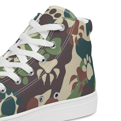 Animal Paw CAMO Men’s high top canvas shoes - Mens High Top Canvas Shoes