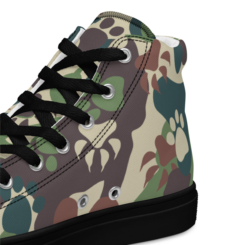 Animal Paw CAMO Men’s high top canvas shoes - Mens High Top Canvas Shoes