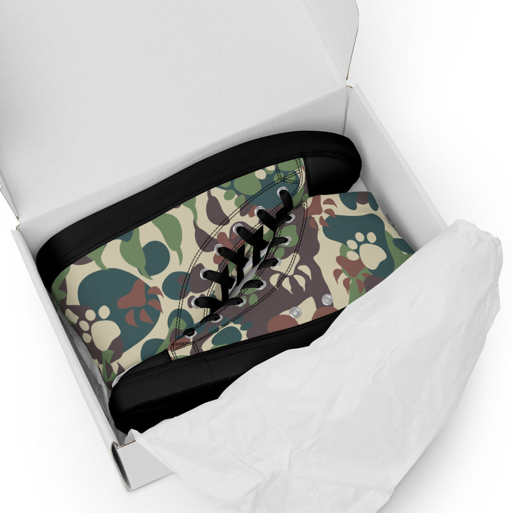 Animal Paw CAMO Men’s high top canvas shoes - Mens High Top Canvas Shoes