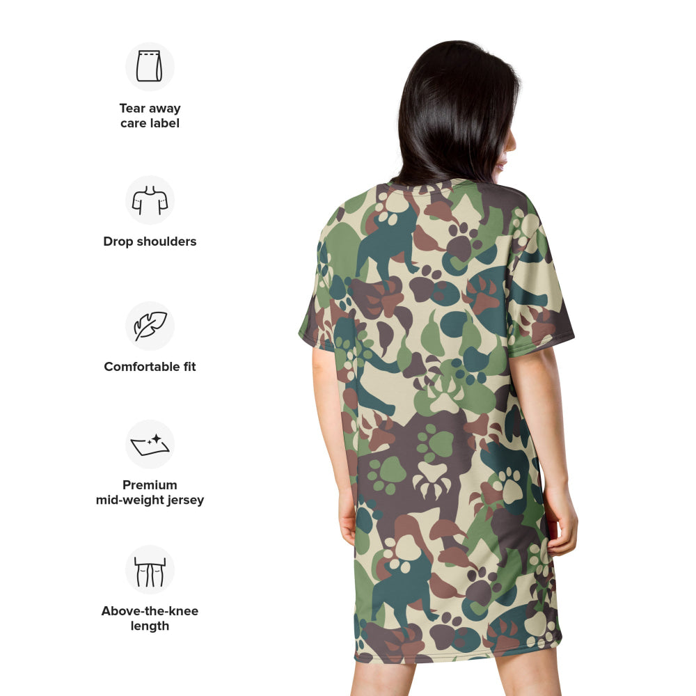 Animal Paw CAMO T-shirt dress - Womens T-Shirt Dress