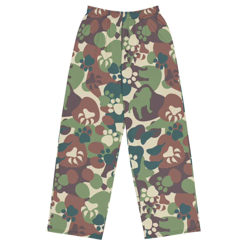 Animal Paw CAMO unisex wide-leg pants - 2XS - Unisex Wide-Leg Pants