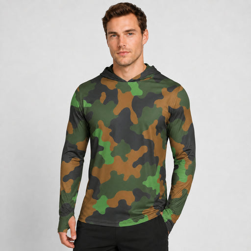 Archipelago Jungle Heritage CAMO Mens Sunscreen Sports Hoodie With Thumb Holes - S / White