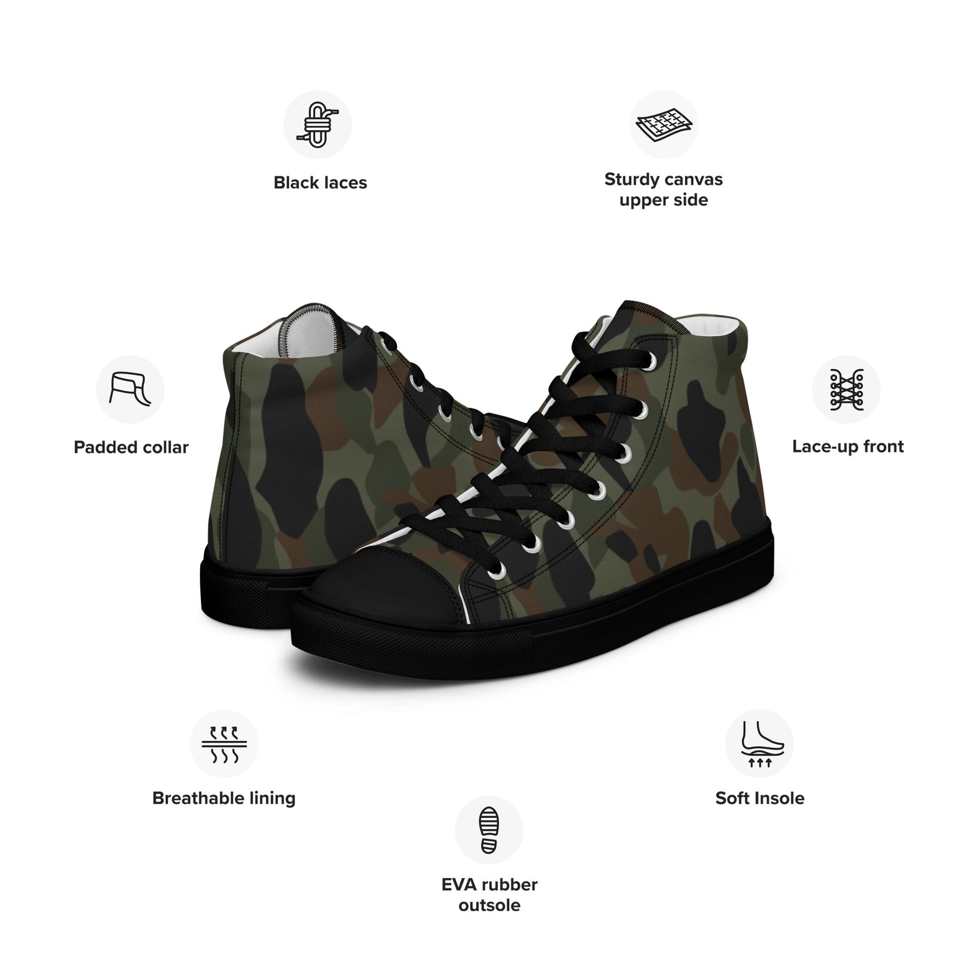 Argentine Frog Skin Marine CAMO Mens High-Top Canvas Shoes