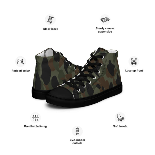 Argentine Frog Skin Marine CAMO Mens high top canvas shoes - High Top Canvas Shoes