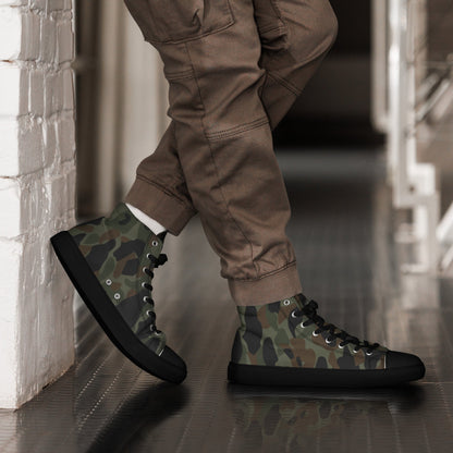 Argentine Frog Skin Marine CAMO Mens High-Top Canvas Shoes - Black / 5