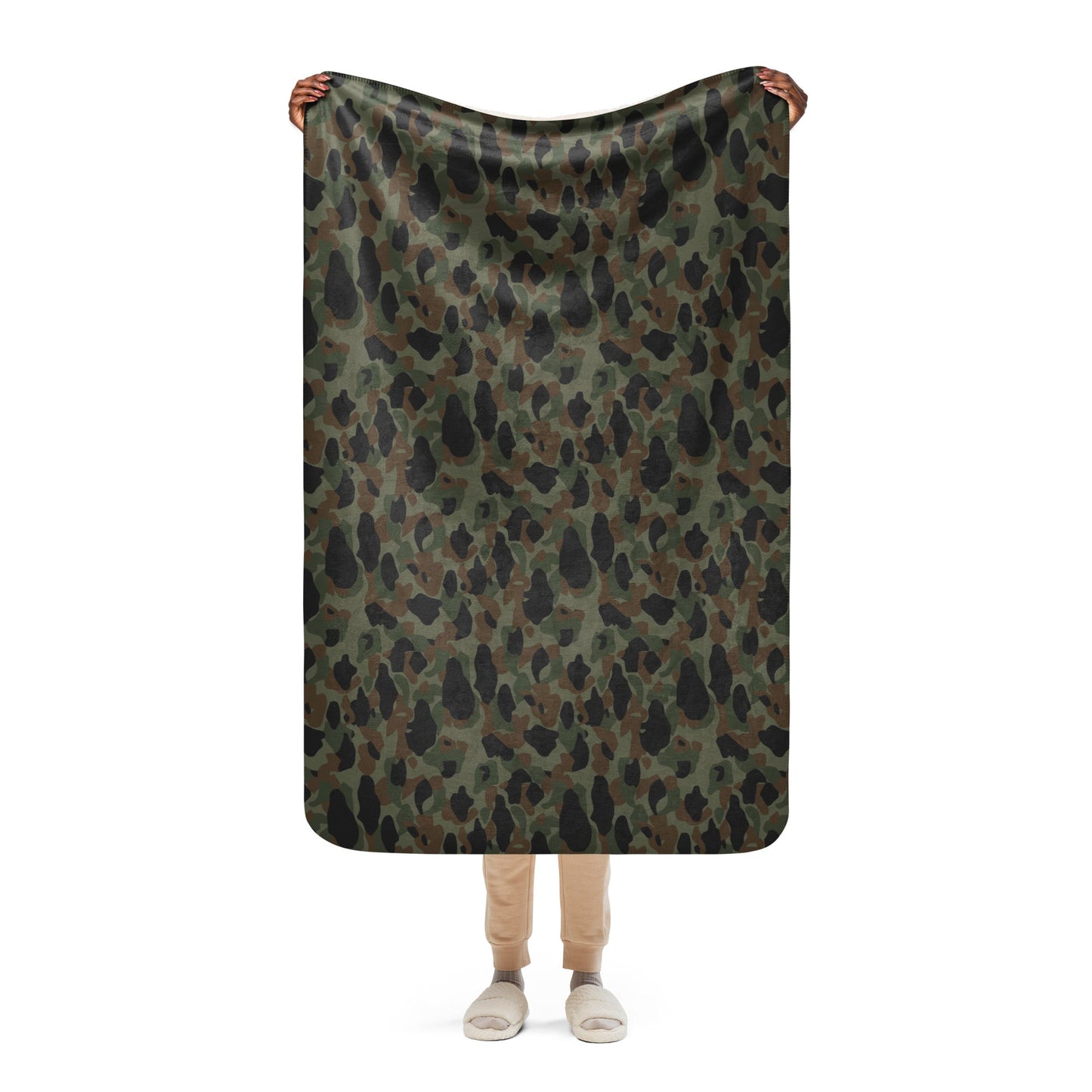 Argentine Frog Skin Marine CAMO Sherpa Blanket - 37″×57″