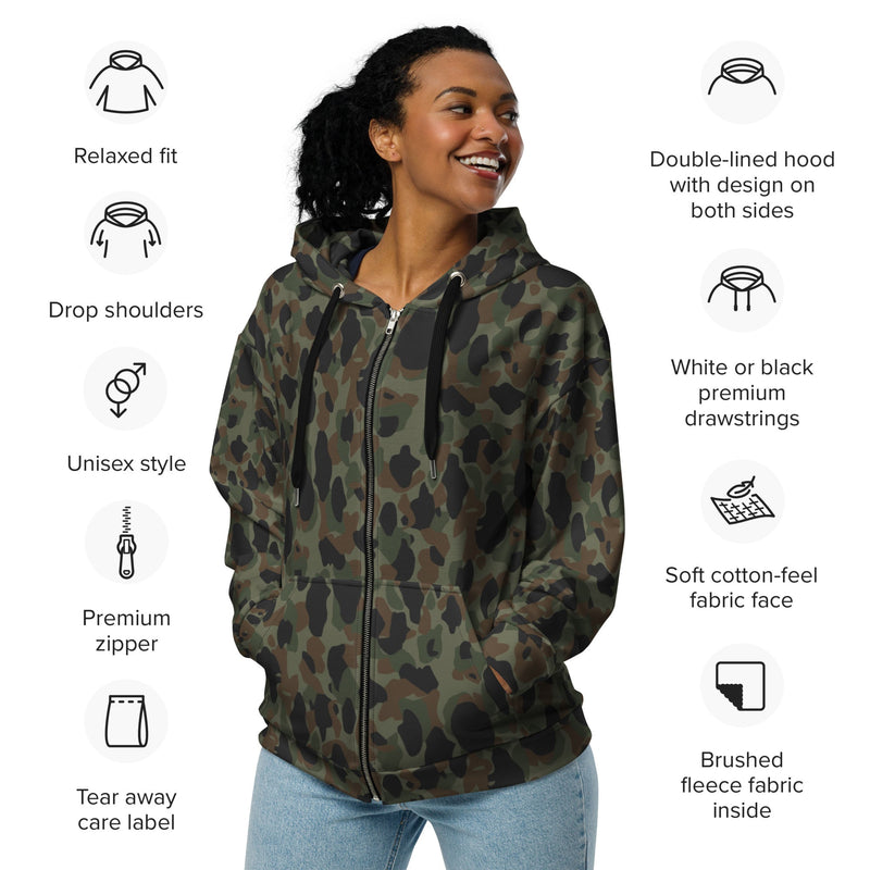 Frog Skin Argentina Marine CAMO Unisex Zip Hoodie
