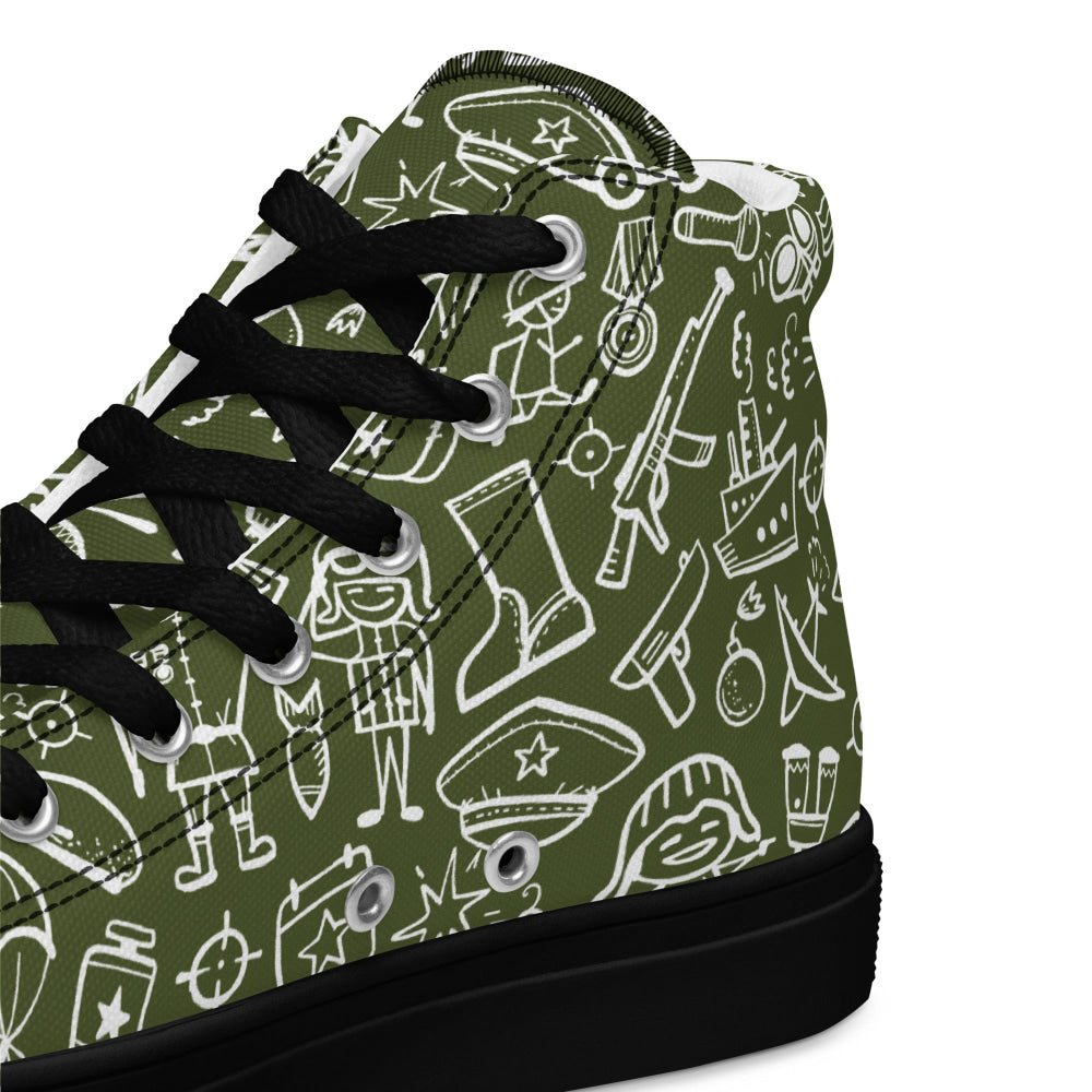 Army Cartoon Battle CAMO Men’s high top canvas shoes - Mens High Top Canvas Shoes