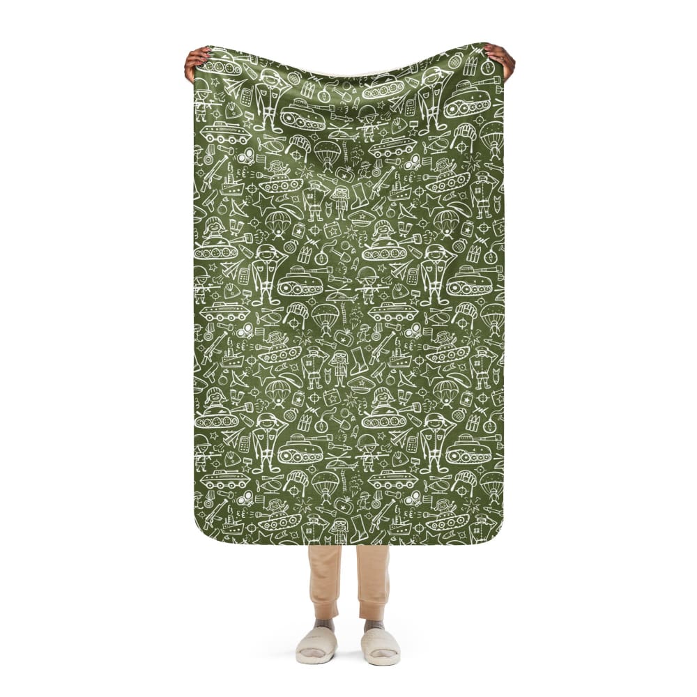 Army Cartoon Battle CAMO Sherpa blanket - 37″×57″