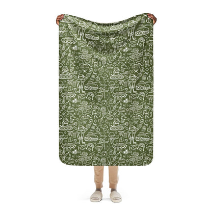 Army Cartoon Battle CAMO Sherpa blanket - 37″×57″