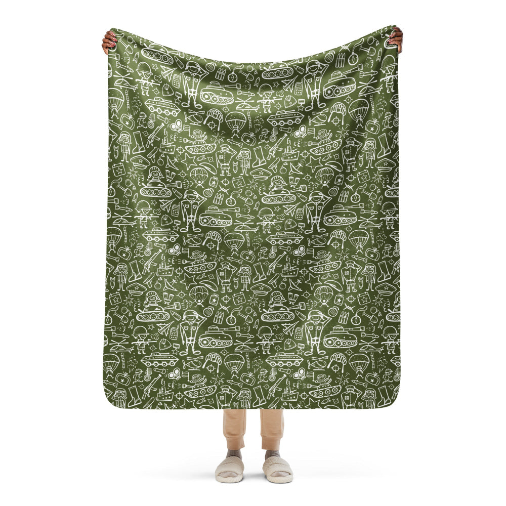 Army Cartoon Battle CAMO Sherpa blanket - 50″×60″ - Blanket