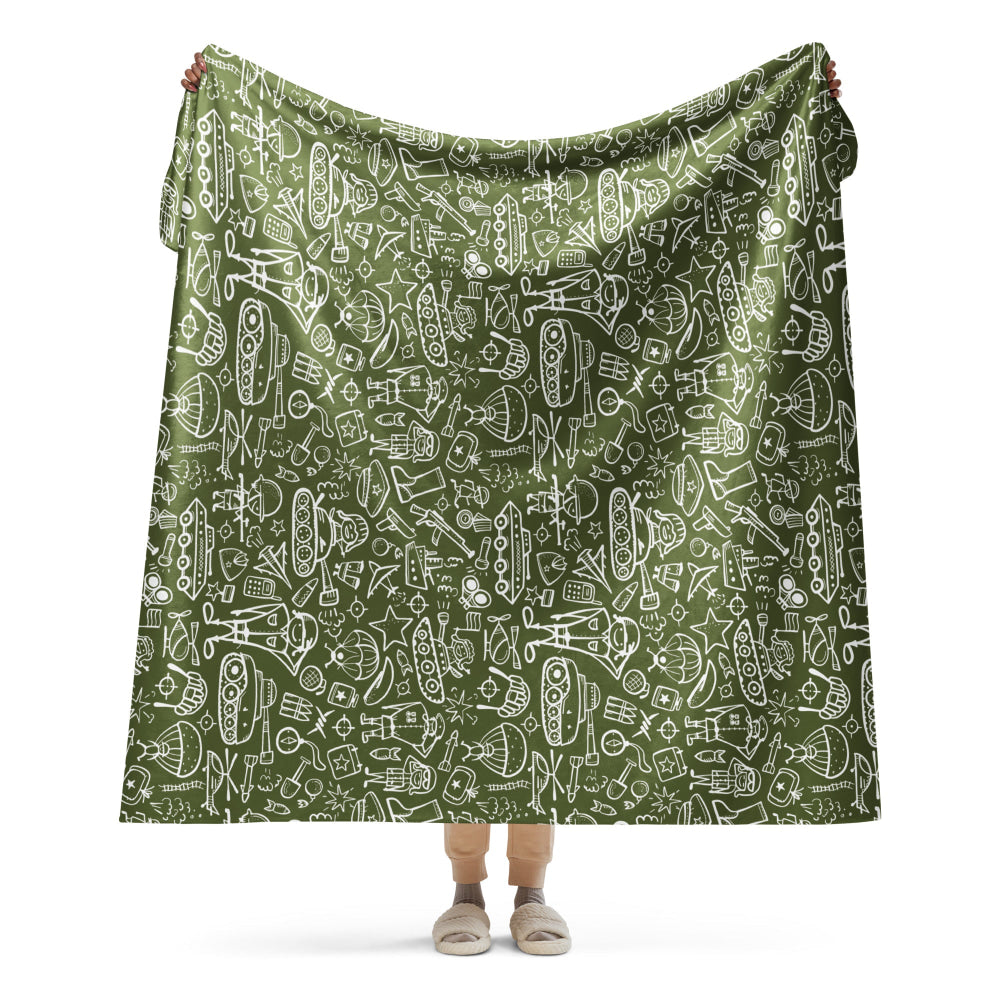 Army Cartoon Battle CAMO Sherpa blanket - 60″×80″ - Blanket