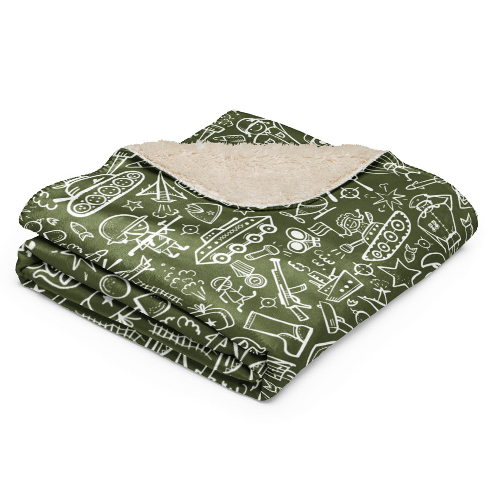 Army Cartoon Battle CAMO Sherpa blanket - Blanket