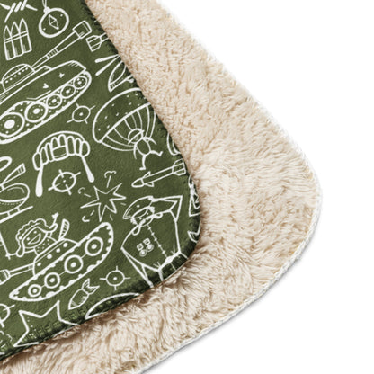 Army Cartoon Battle CAMO Sherpa blanket - Blanket