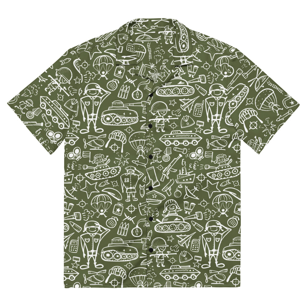 Army Cartoon Battle CAMO Unisex button shirt - 2XS - Button Shirt