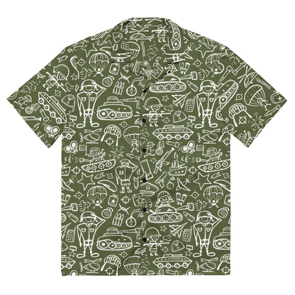 Army Cartoon Battle CAMO Unisex button shirt - 2XS - Button Shirt