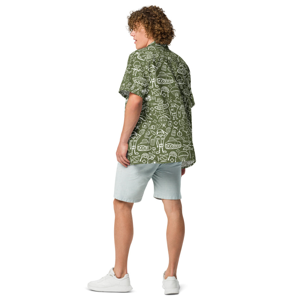 Army Cartoon Battle CAMO Unisex button shirt - Button Shirt