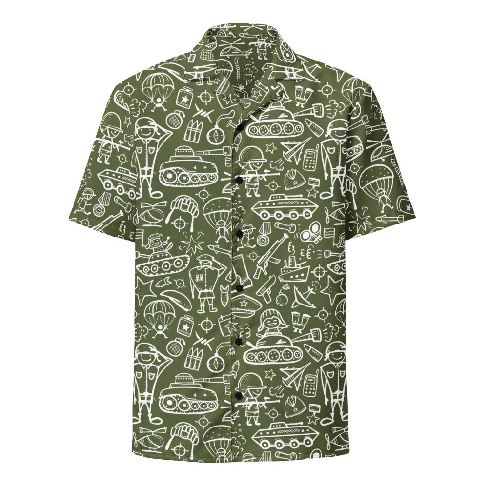 Army Cartoon Battle CAMO Unisex button shirt - Button Shirt