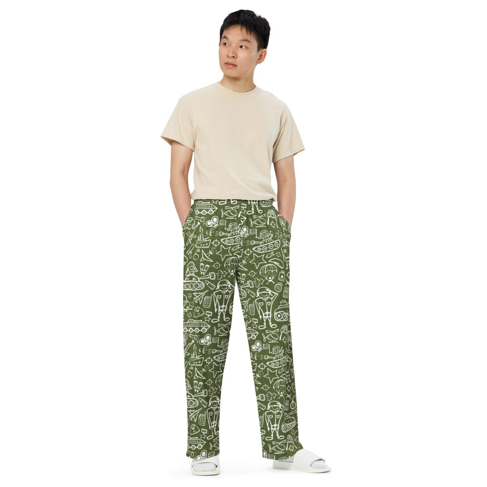 Army Cartoon Battle CAMO unisex wide-leg pants