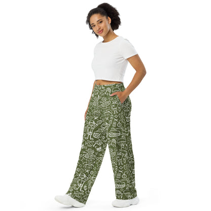 Army Cartoon Battle CAMO unisex wide-leg pants - Unisex Wide-Leg Pants