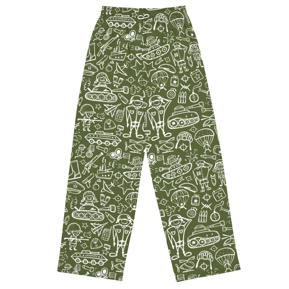 Army Cartoon Battle CAMO unisex wide-leg pants - Unisex Wide-Leg Pants