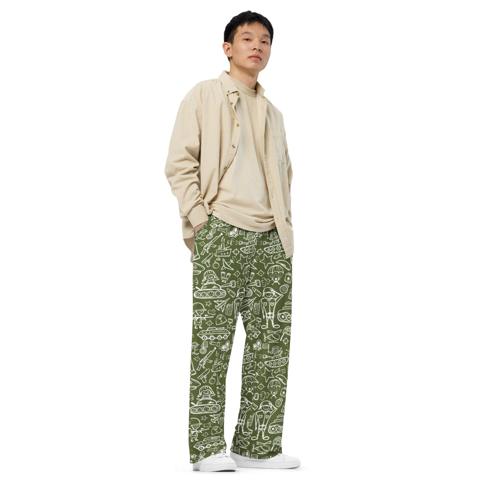 Army Cartoon Battle CAMO unisex wide-leg pants - Unisex Wide-Leg Pants