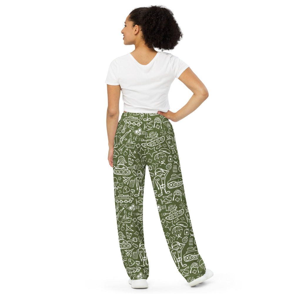 Army Cartoon Battle CAMO unisex wide-leg pants - Unisex Wide-Leg Pants