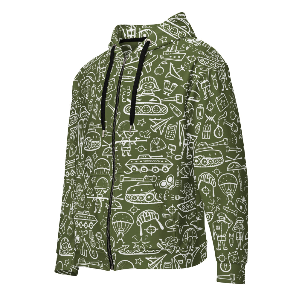 Army Cartoon Battle CAMO Unisex zip hoodie - 2XS - Zip Hoodie