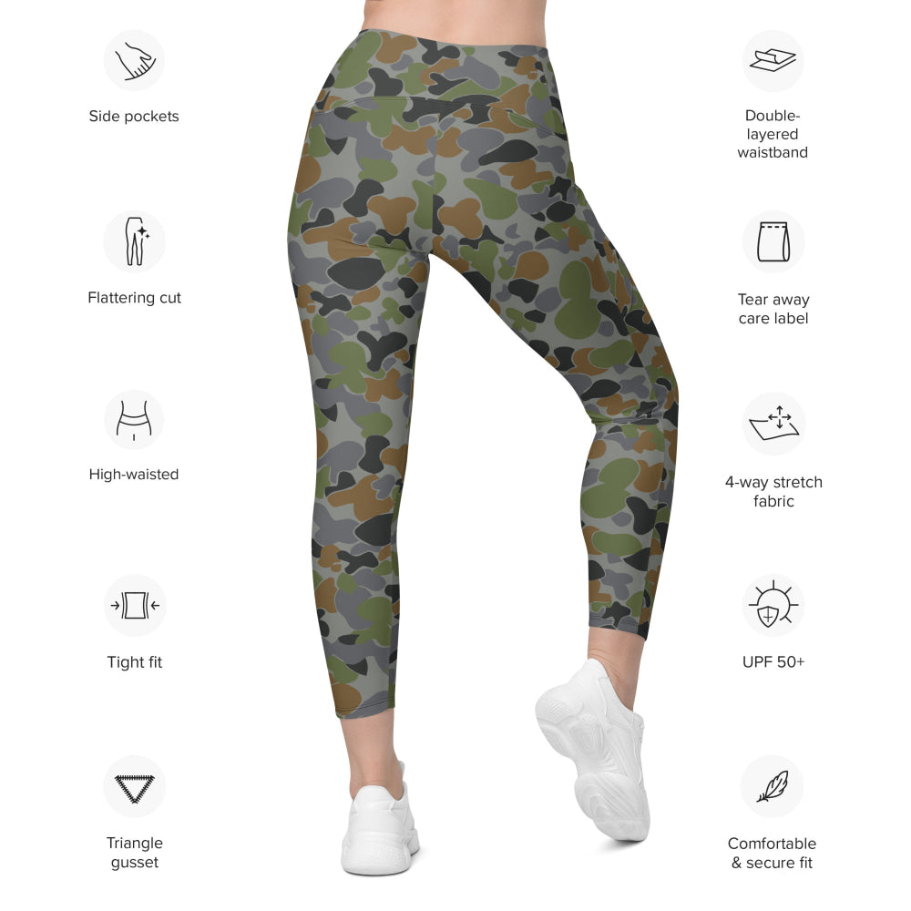 Australian AUSCAM Air Force Disruptive Pattern Uniform (AFDPU) CAMO Leggings with pockets - Womens With Pockets