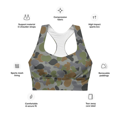 Australian AUSCAM Air Force Disruptive Pattern Uniform (AFDPU) CAMO Longline sports bra - Womens Sports Bra