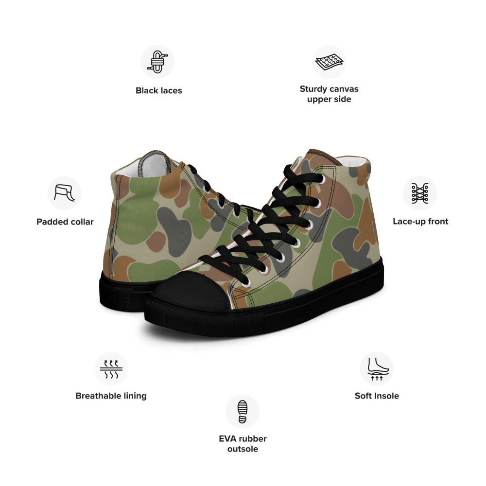 Australian AUSCAM Disruptive Pattern Camouflage Uniform (DPCU) CAMO Men’s high top canvas shoes - Mens High Top Canvas Shoes