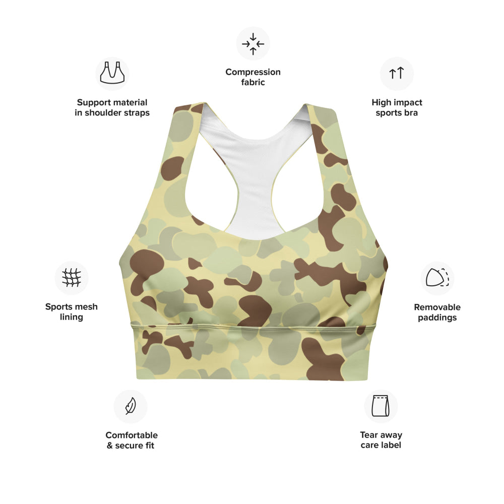 Australian AUSCAM Disruptive Pattern Desert Uniform (DPDU) MK1 CAMO Longline sports bra - Womens Sports Bra