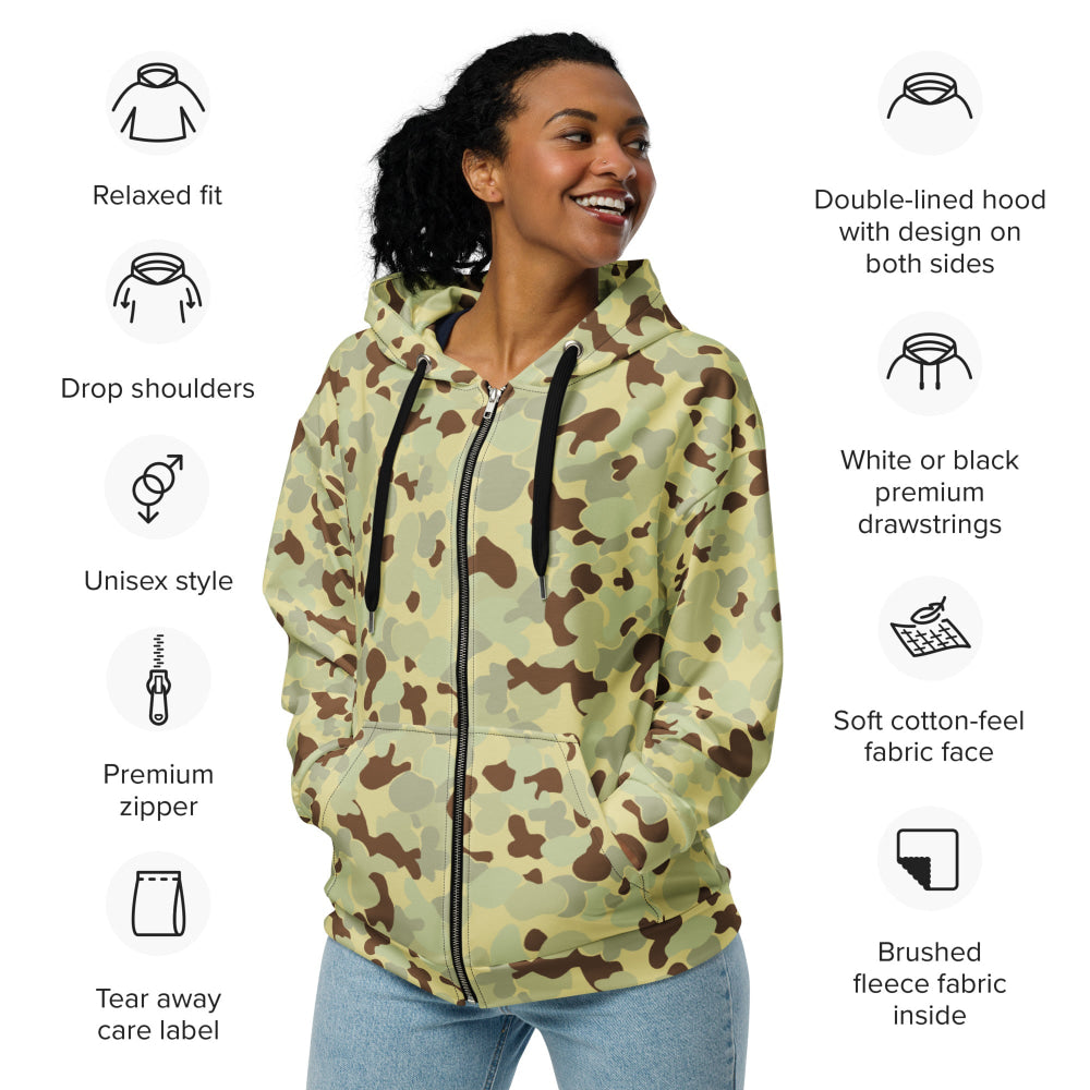 Australian AUSCAM Disruptive Pattern Desert Uniform (DPDU) MK1 CAMO Unisex zip hoodie - Zip Hoodie