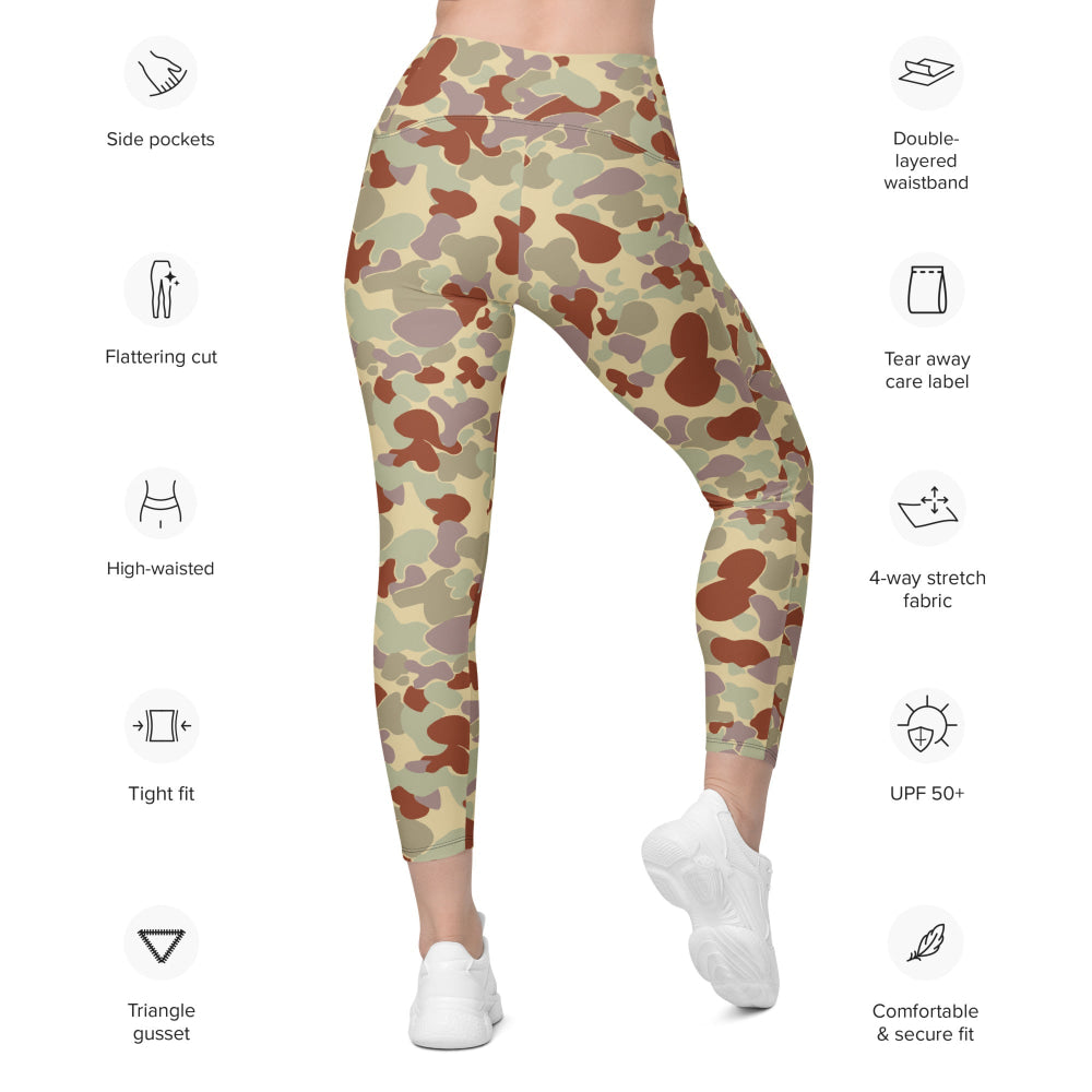 Australian AUSCAM Disruptive Pattern Desert Uniform (DPDU) MK2 CAMO Leggings with pockets - Womens With Pockets