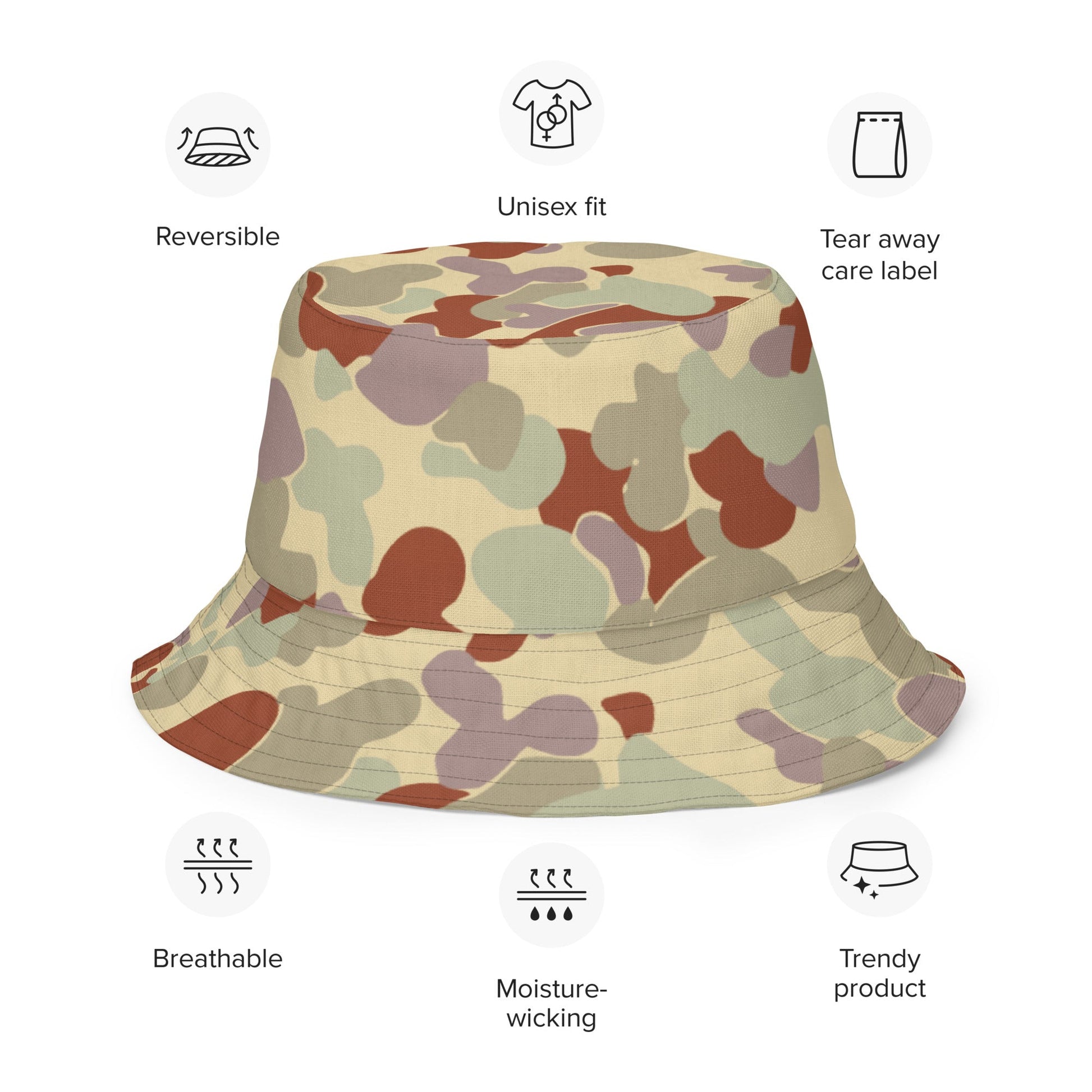 Australian AUSCAM Disruptive Pattern Desert Uniform (DPDU) MK2 CAMO Reversible bucket hat - Bucket Hats