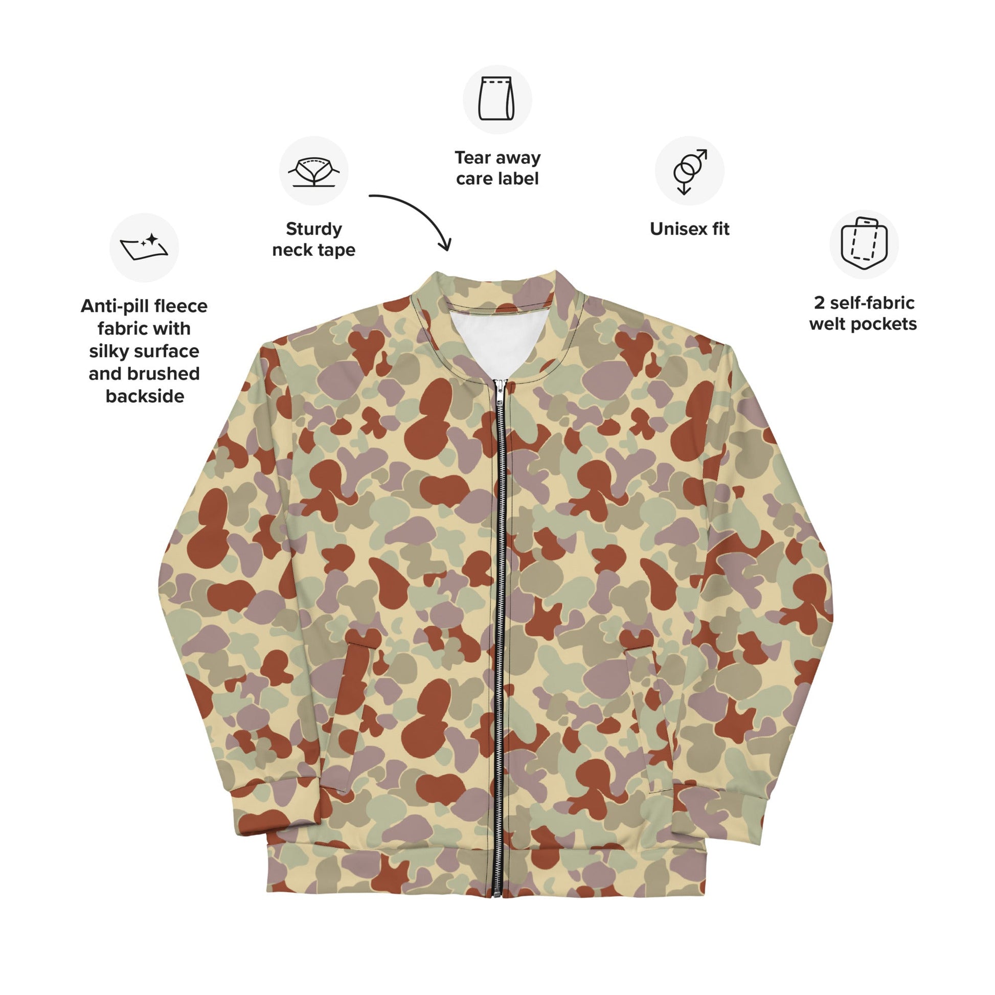 Australian AUSCAM Disruptive Pattern Desert Uniform (DPDU) MK2 CAMO Unisex Bomber Jacket - Jackets