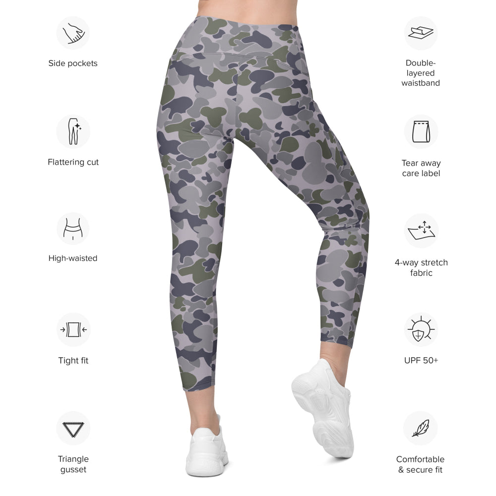 Australian AUSCAM Disruptive Pattern Navy Uniform (DPNU) CAMO Leggings with pockets - Womens With Pockets