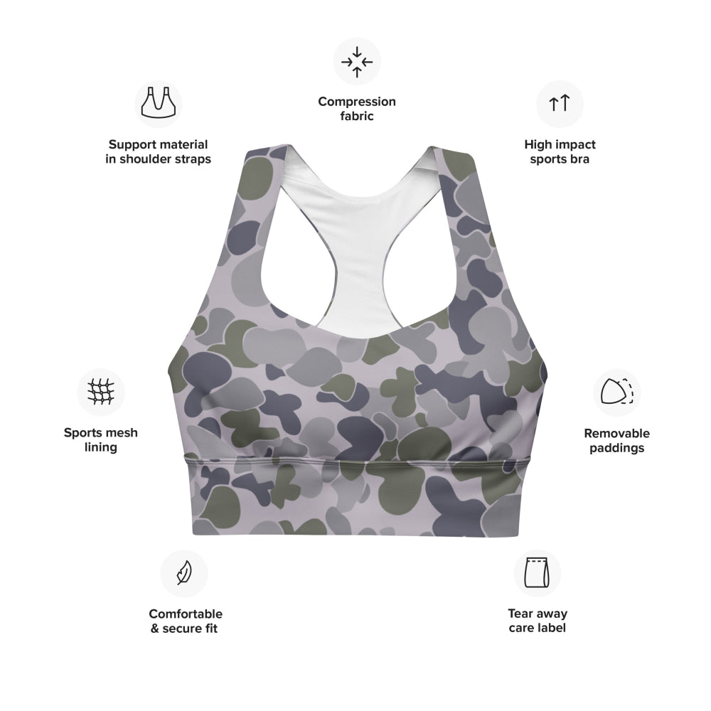 Australian AUSCAM Disruptive Pattern Navy Uniform (DPNU) CAMO Longline sports bra - Womens Sports Bra