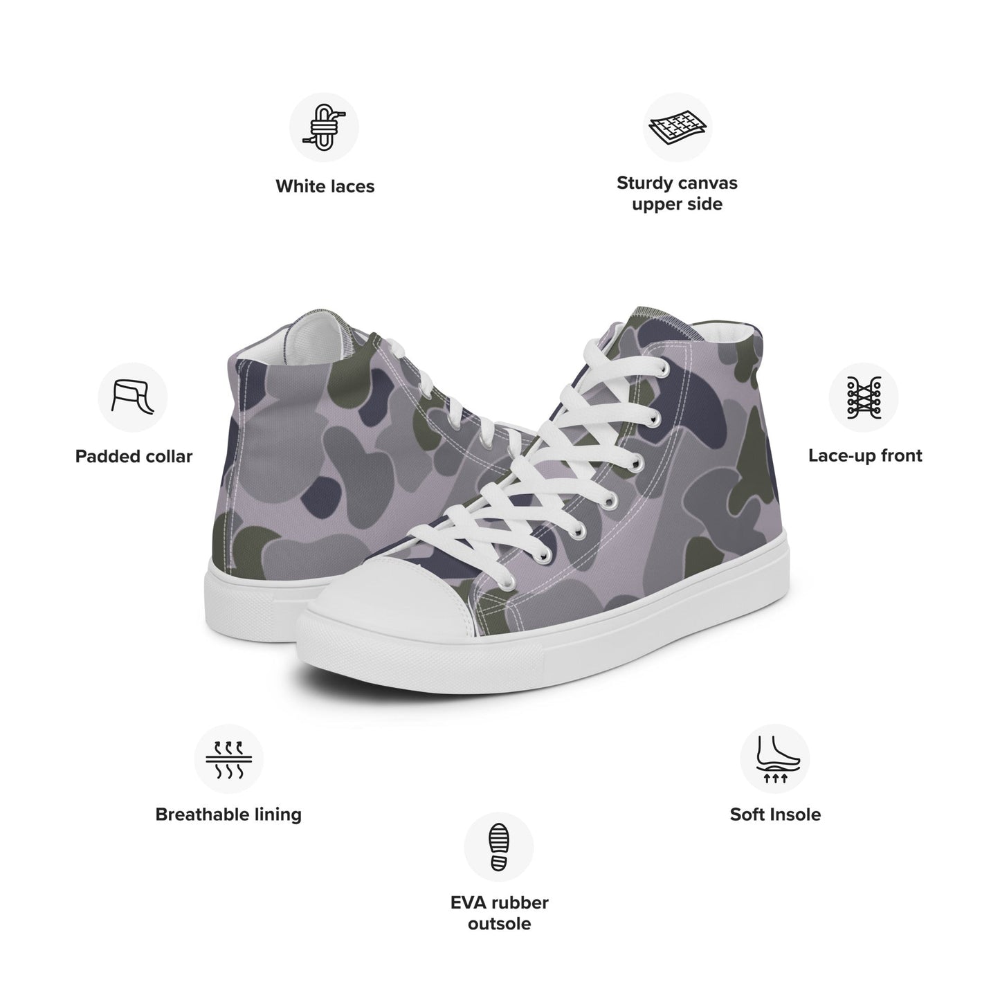 Australian AUSCAM Disruptive Pattern Navy Uniform (DPNU) CAMO Mens high top canvas shoes - High Top Canvas Shoes