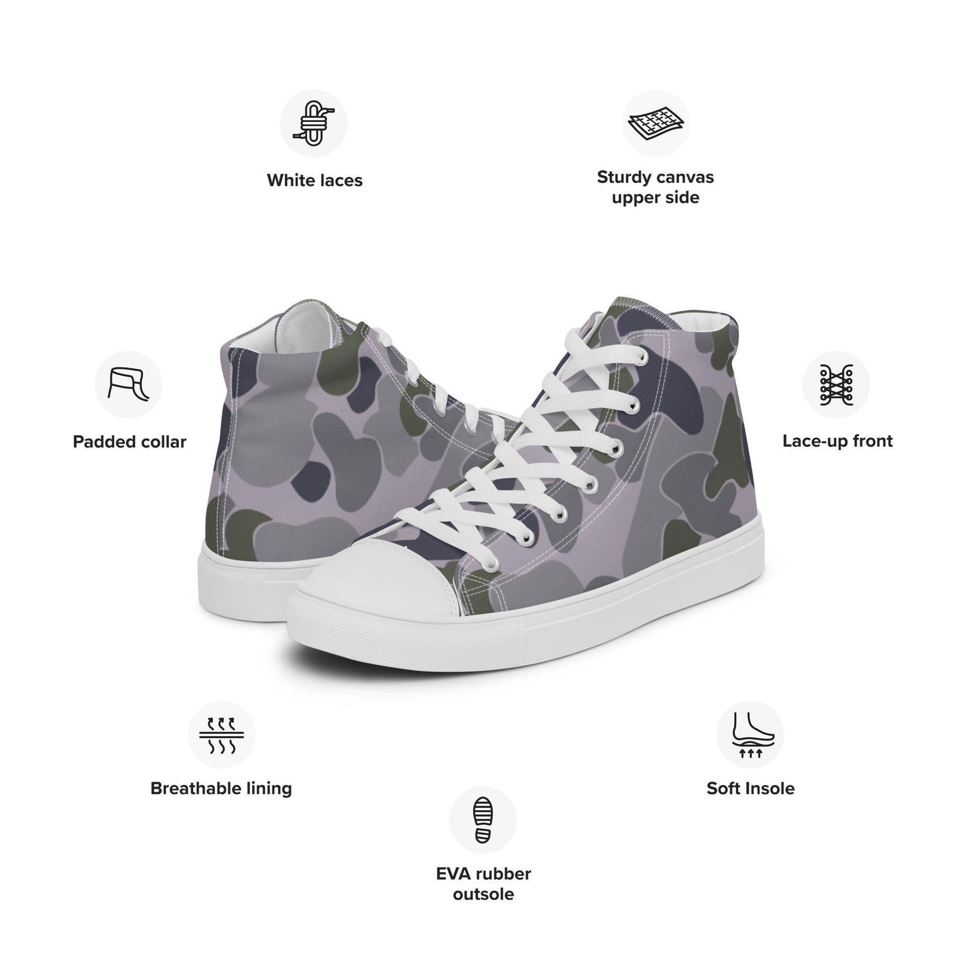 Australian AUSCAM Disruptive Pattern Navy Uniform (DPNU) CAMO Mens high top canvas shoes - High Top Canvas Shoes