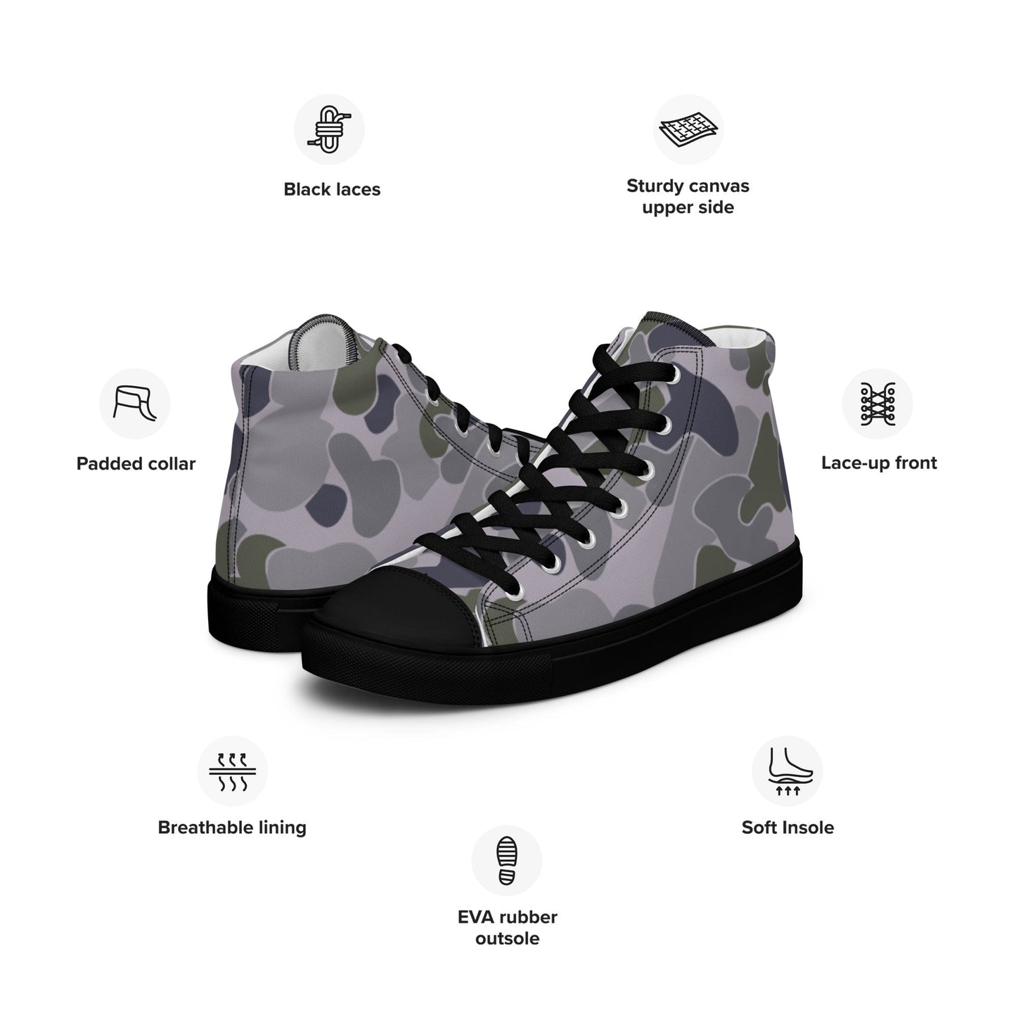 Australian AUSCAM Disruptive Pattern Navy Uniform (DPNU) CAMO Mens high top canvas shoes - High Top Canvas Shoes