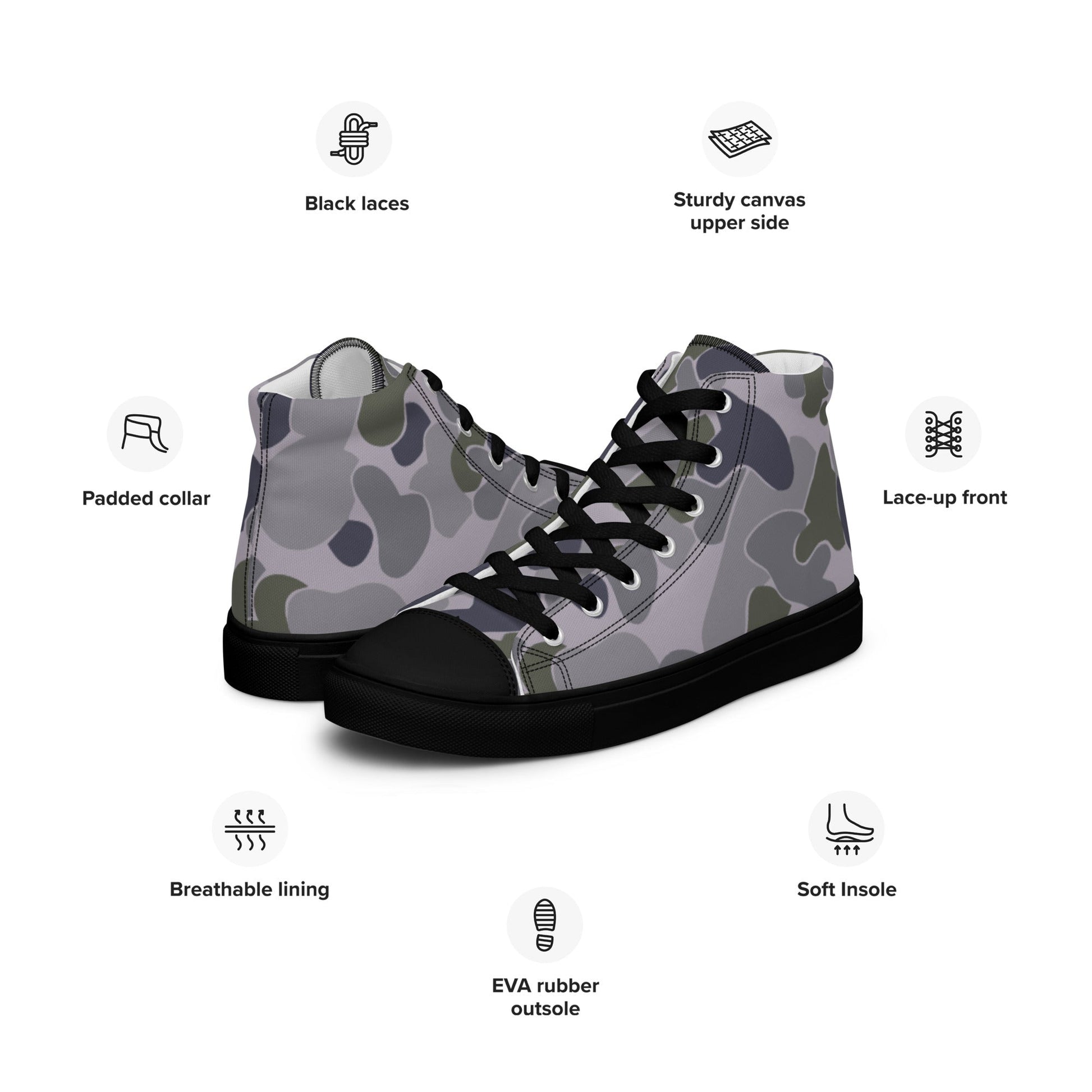 Australian AUSCAM Disruptive Pattern Navy Uniform (DPNU) CAMO Mens high top canvas shoes - High Top Canvas Shoes
