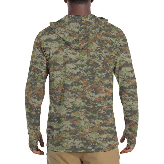 Australian AUSCAM DPCU Digital CAMO Mens Sunscreen Sports Hoodie With Thumb Holes - S / White