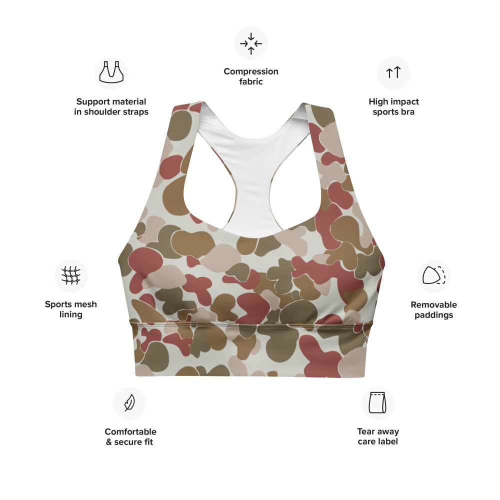 Australian AUSCAM OPFOR Disruptive Pattern Camouflage Uniform (DPCU) CAMO Longline sports bra - Womens Sports Bra